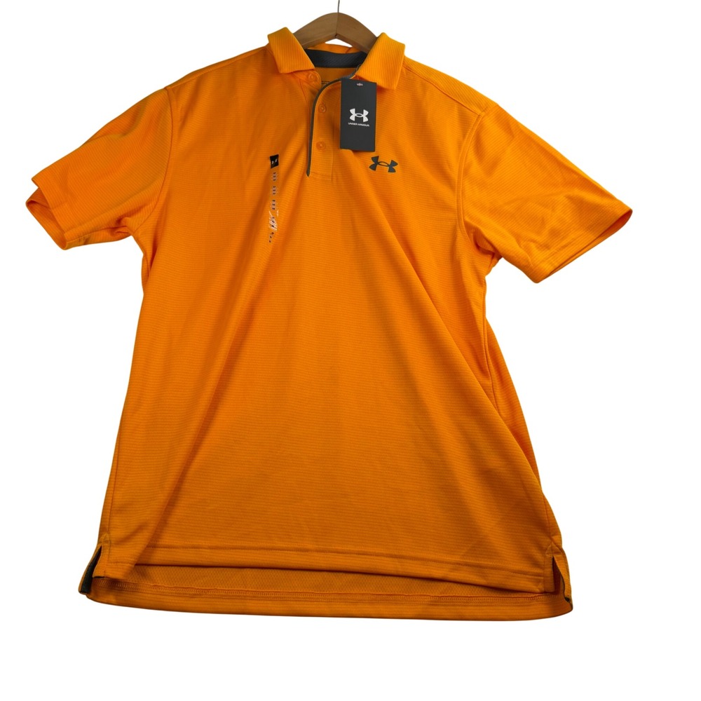 Under Armour Mens Tech Polo Shirt Orange Loose Fit Short Sleeve 1290140 New M
